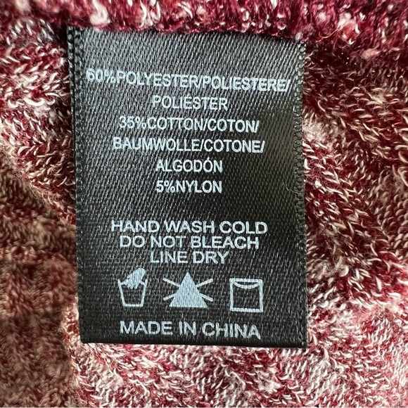 Anthropologie Sunday in Brooklyn Low V-Neck Ribbed Sweater Heathered Burgundy M - Picture 6 of 6